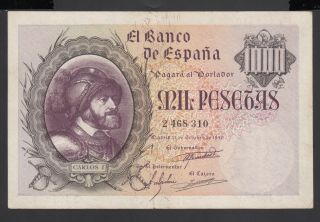 Spain 1000 Pesetas 21 - 10 - 1940 Vf P.  125,  Banknote,  Circulated