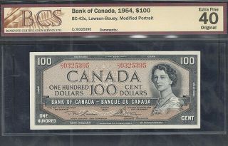 1954 $100.  00 Bc - 43c Bcs Ef - 40 Beauty Bank Of Canada Qeii Old One Hundred Dollars