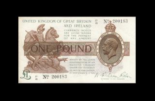 1919 Great Britain & Ireland Kgv 1 Pound England Rare " Z1 " ( (ef, ))