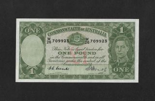 Unc Sign.  Coombs - Watt 1 Pound 1949 Australia England
