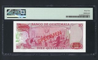 Guatemala 10 Quetzales ND (1971 - 83) P61s Specimen TDLR Uncirculated Graded 64 2