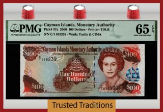 Tt Pk 37a 2006 Cayman Islands 100 Dollars Queen Elizabeth Ii Pmg 65 Epq Gem Unc