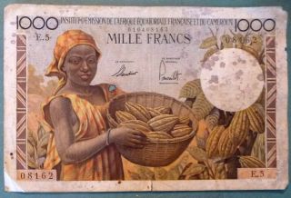 French Equatorial Africa & Cameroun 1000 Francs Note From 1957,  P 34,  Cameroon