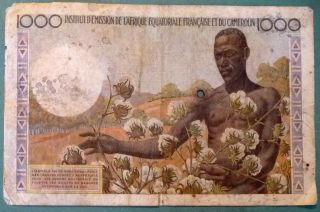 FRENCH EQUATORIAL AFRICA & CAMEROUN 1000 FRANCS NOTE FROM 1957,  P 34,  CAMEROON 2