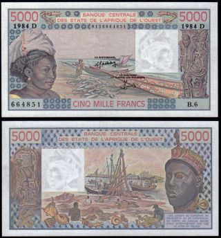 West African States 5000 Francs (p407de) 1984 Mali Au/unc