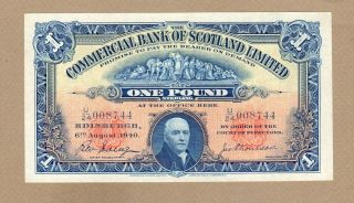Scotland: 1 Pound Banknote,  (au/unc),  P - S331b,  06.  08.  1940,