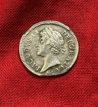 1686 James Ii Silver Maundy Two Pence - 3 Yr King,  Abdicated Throne Colonial Rare