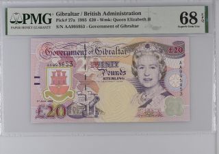 Gibraltar 20 Pounds 1995 P 27 A Gem Unc Pmg 68 Epq