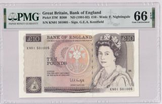 Great Britain P 379f 10 Pound Banknote Pmg 66 Gem Unc Kentfield