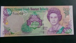 Cayman Islands,  Uncirculated,  50 Dollars Note,  2003.  Serial C/1 500309.  P 32a