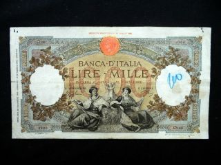 1942 Italy Rare Banknote 1000 Lire F/mb Repubbliche Marinare