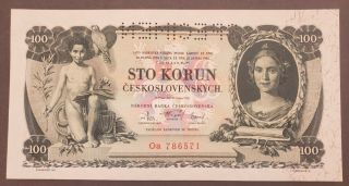 Czechoslovakia 100 Korun 1931 Banknote Specimen Gem Unc Very Rare