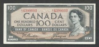 1954 $100.  00 Bc - 43a Vf,  Beauty 1st Coyne Bank Of Canada Qeii One Hundred Dollars