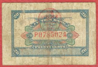 FU - TIEN BANK ND (1921) 20 CENTS (PICK S3012a) SCARCE ISSUED F 2