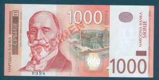 Serbia Specimen 2003 Pick 43s 1000 Hiljadu Dinara Narodna Banka Srbija