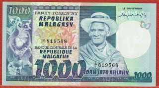 Madagascar Nd (1974) 1,  000 Francs=200 Ariary (pick 65a) Ch Au,