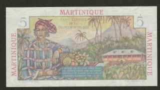 1947/49 Martinque 5 Franc Note Unc
