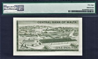 Malta One Pound 1969 QEII Pick - 29a About UNC PMG 58 2
