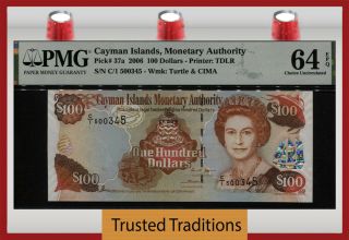 Tt Pk 37a 2006 Cayman Islands 100 Dollars Queen Elizabeth Ii Pmg 64 Epq Choice