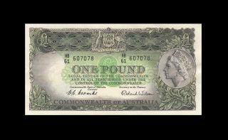 1953 Australia Qeii 1 Pound " Cba " Note Coombs 607078 ( (gem Unc))