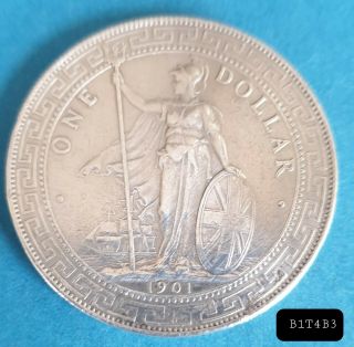 Britishtrade Dollar,  1901,  26.  84g,  Coin,  See Photos.