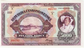 Czechoslovakia 5000 Korun Specimen Banknote 1920 Uncirculated P 19 - S