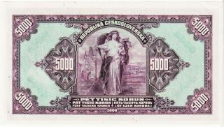 Czechoslovakia 5000 Korun Specimen Banknote 1920 Uncirculated P 19 - S 2
