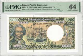 French Pacific Territories 5000 Francs 1996 P - 3i Pmg 64