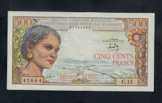 Madagascar 500 Francs (1966) Pick 58 Vf, .