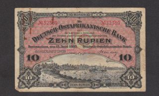 10 Rupien Fine Banknote From German East Africa 1905 Pick - 2 Very Rare