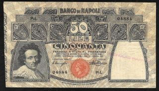 Italy - Banco Di Napoli - Old 50 Lire Note - 1911 - S855 - Vf