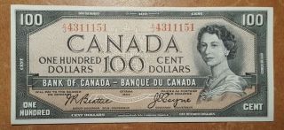 Canada $100 1954 Banknote Beattie Coyne Aj Series