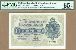 Falkland Islands: 1 Pound Banknote,  (unc Pmg65),  P - 8e,  15.  06.  1982,