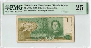 Netherlands Indies Guinea 1 Gulden 1954 Indonesia Jez Pick 11 Pmg Vf 25