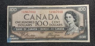 Canada 1954 Beattie Coyne Bc - 35b $100.  00 Banknote Aj 1867010 Devil 