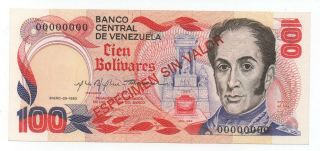 Venezuela 100 Bolivares 1980 Pick 59 Specimen Unc