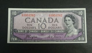 1954 $10 Bank Of Canada Banknote,  Devils Face Note,  Rare Ef/au