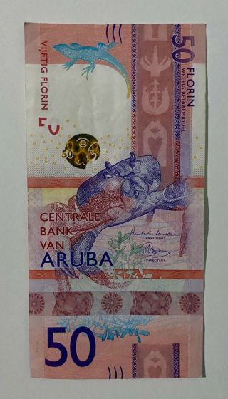 Aruba 50 Florin 2019,  P - 23a,  Circulated,  Vf,  Rare