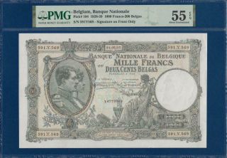Belgium 1000 Francs 1935 P104 Abt Unc Pmg 55 Epq King Albert Queen Elisabeth