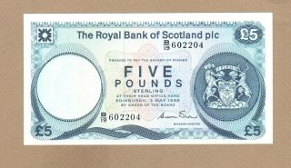 Scotland: 5 Pounds Banknote,  (unc),  P - 342a,  03.  05.  1982,