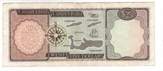 CAYMAN ISLANDS $25 Dollars VF,  QEII Banknote (1971) P - 4 FIRST Prefix A/1 2