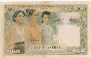 French Indochina 100 Piastres Vietnam Nd 1953 Pick 108