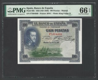 Spain,  Banco De España,  100 Peseta,  1 - 7 - 1925 P69c Uncirculated Grade 66