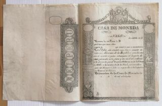 Peru Coin Certificate Indorsable Predecesor Papermoney 1830 As Good As Coin