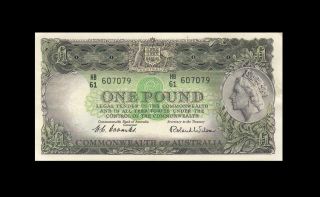 1953 Australia Qeii 1 Pound " Cba " Note Coombs 607079 ( (gem Unc))