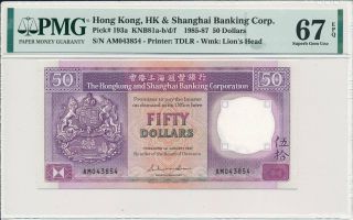 Hong Kong Bank Hong Kong $50 1987 Pmg 67epq