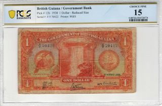 British Guiana 1938 1 Dollar Pcgs Banknote Certified Choice Fine 15 Pick 12b