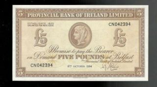 Northern Ireland,  1954,  Provincial Bank,  £5 Pounds,  P - 242,  Choice Crisp Unc