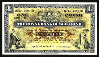 Scotland,  Royal Bank,  1 Pound,  1 - 12 - 1956,  Aunc / Unc,  P - 324b,  Edinburgh