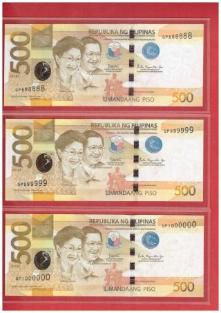 2018 F Philippines 500 Peso Ngc Duterte Espenilla Solid Qp 888888 999999 1000000
